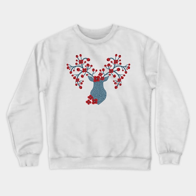 Scandinavian Deer Trophy Floral Antlers Crewneck Sweatshirt by Blue Planet Boutique